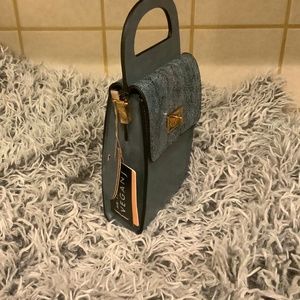 Blue And Gold Rattlesnake Print Clutch